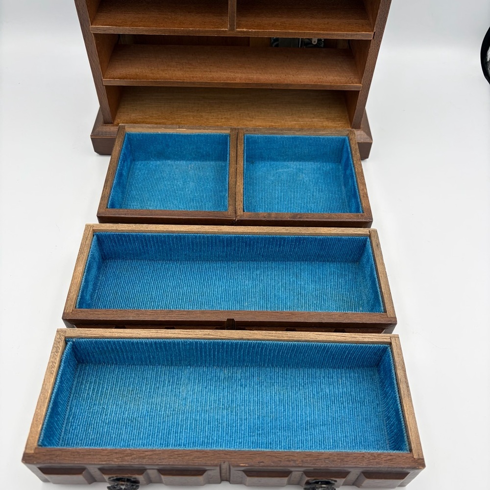 Vintage A Price Import Wooden Jewelry Box Chest 4-Drawer 70’s Non-working music - Picture 11 of 16